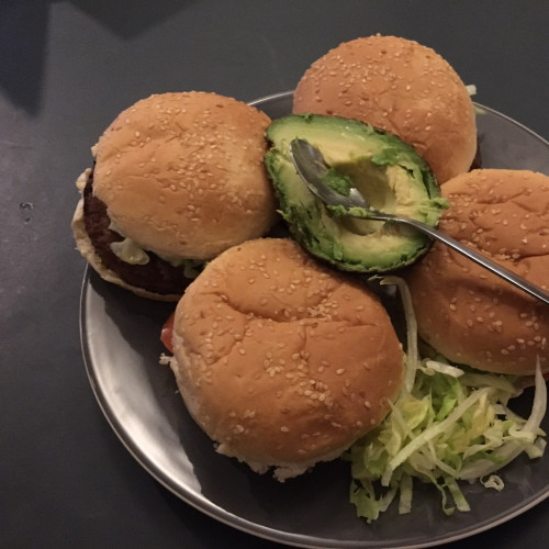 Testing the new Micro.blog iOS app over vega burgers.