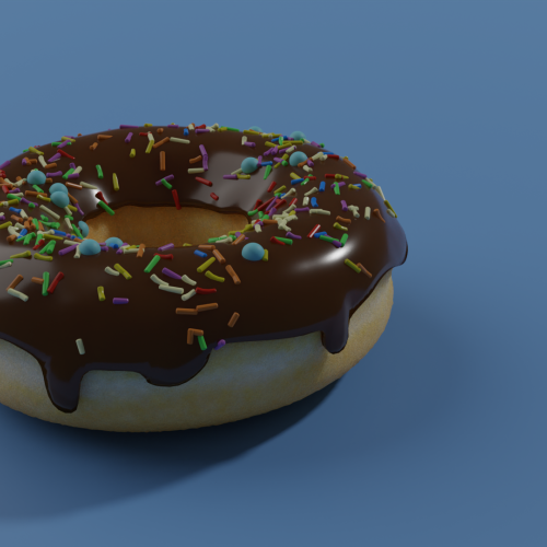 I had a day off, so I made myself a donut. Pretty amazed by what one can do these days with [free software](https://blender.org), an [excelent tutorial](https://www.youtube.com/watch?v=TPrnSACiTJ4) and plenty of time to keep at it.